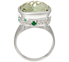 JMH Jewellery Sterling Silver and Green Agate Gemstone Ring Size 5