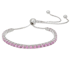 Pink Sapphire Sterling Silver Adjustable Tennis Bracelet
