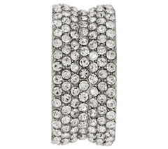 Stainless Steel Concave Pave Crystal Eternity Band Ring, Size 7