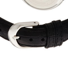 Red Diamond Scattered Design Leather Strap Watch