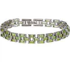 Baguette Gemstone Panther Link Sterling 8" Bracelet