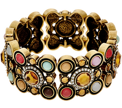 LOGO Links by Lori Goldstein Bubble Stretch Antiqued Goldtone Bracelet