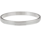 Stainless Steel Glitter Texture Bangle Bracelet, 7-1/4