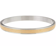 Stainless Steel Glitter Texture Bangle Bracelet, Goldtone/Small