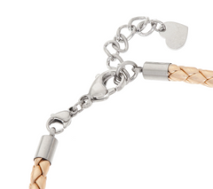 Stainless Steel Bracelet with Charm & Crystal Beads, 7-1/2" + 1"L