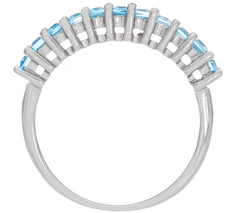 Baguette Semi-Precious Gemstone Sterling Band Ring Size 5