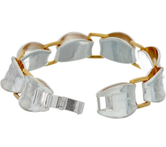 RLM Bronze Two Tone White and Yellow Sculpted Link Bracelet, Large