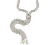 LOGO Links by Lori Goldstein Crescent Antiqued Silvertone Necklace