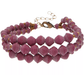 31 Bits Triple Strand Forest Purple Beaded Shadow Edge Adj. Bracelet