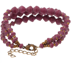 31 Bits Triple Strand Forest Purple Beaded Shadow Edge Adj. Bracelet