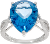 Pear Blue Color Sterling Silver Fluorite Ring, Size 10