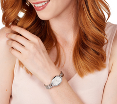Diamonique Two Tone Silver Tone Pave' Oval Watch