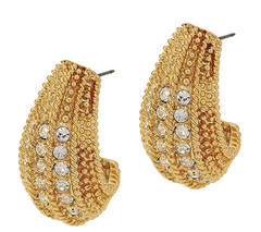 Linea by Louis Dell' Olio Tapered Crystal Gold tone Pierced Earrings