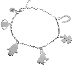 JZ by Jennifer Zeuner Sterling Silver Charm Bracelet 8"