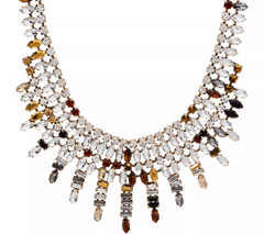 LOGO Links Antiqued Goldtone Lavish Northern Lights Bib Necklace