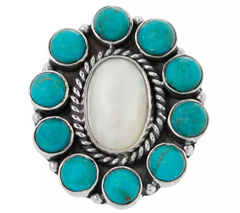 Anillo de piedras preciosas en plata de ley EXEX de Claudia Agudelo, talla 8