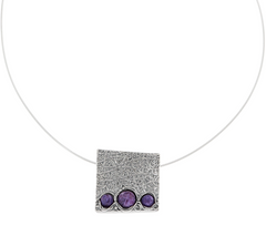 Or Paz Sterling Silver Charoite Square Pendant with Omega