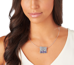 Or Paz Sterling Silver Charoite Square Pendant with Omega