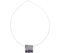 Or Paz Sterling Silver Charoite Square Pendant with Omega