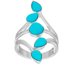 Multi- Cut Sleeping Beauty Turquoise Sterling Ring, Size 6