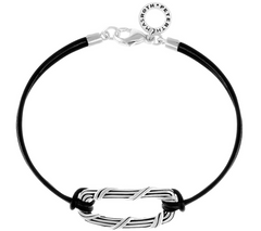 Peter Thomas Roth Sterling Ribbon and Reed Leather Bracelet, 6-3/4"
