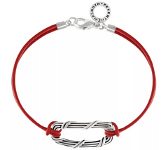 Peter Thomas Roth Sterling Ribbon and Reed Red Leather Bracelet, 8"