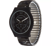 Isaac Mizrahi Live! SOHO Soft Touch Camo Expansion Leather Wat Black Watch Large