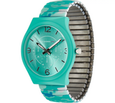 Isaac Mizrahi Live! SOHO Soft Touch Camo Expansion Leather Wat Teal Watch Large