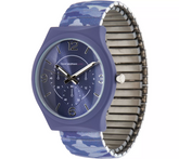 Isaac Mizrahi Live! SOHO Soft Touch Camo Expansion Leather Wat Aqua Watch Avg