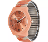 Isaac Mizrahi Live! SOHO Soft Touch Camo Expansion Leather Wat Orange Watch Avg