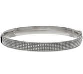 Italian Silver Glitter Oval Bangle Bracelet Avg
