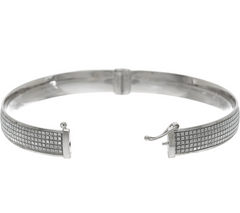 Italian Silver Glitter Oval Bangle Bracelet Avg