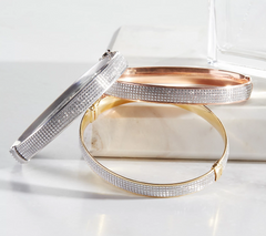 Italian Silver Glitter Oval Bangle Bracelet Avg