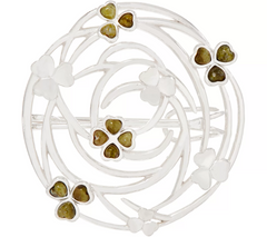 Connemara Marble Sterling Silver Shamrock Sweater Pin