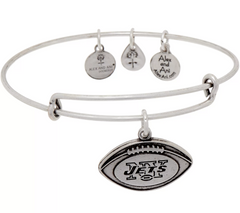 Alex and Ani Silver tone NY Jets Charm Bangle, Size 7-1/2"