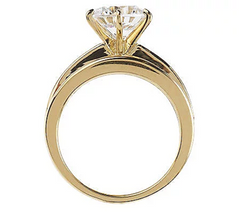 DMQ Round & Baguette Ring – 14K Gold Clad 925 Sterling Silver, Size 6