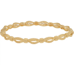 Italian Silver Gold Tone Textured White Topaz Bangle Avg