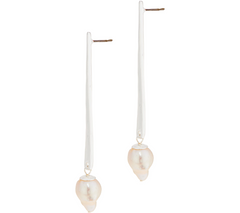 RLM White Bronze Cultured Pearl Stick Earrings