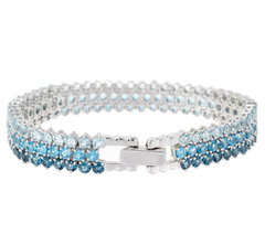 Ombre Tonal Blue Topaz Sterling Silver Bracelet 6-3/4"