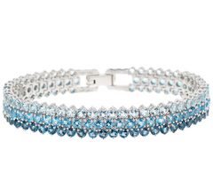 Ombre Tonal Blue Topaz Sterling Silver Bracelet 6-3/4"