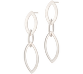 Sterling Silver Marquise Drop Earrings, 1-3/4"L