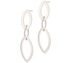Sterling Silver Marquise Drop Earrings, 1-3/4"L