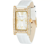 Isaac Mizrahi Live! Pave' Rectangular Dial Cream/Gold tone Watch