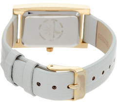 Isaac Mizrahi Live! Pave' Rectangular Dial Cream/Gold tone Watch