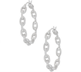 Italian Silver Status Link SS Round Hoop Earrings