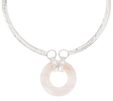 RLM Bronze Gemstone Collar White Bronze Rose Quartz Necklace