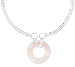 RLM Bronze Gemstone Collar White Bronze Rose Quartz Necklace
