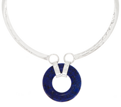 RLM Bronze Gemstone Collar White Bronze Lapis Necklace