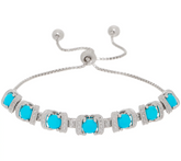 Turquoise Diamond Cut Adjustable Sterling Silver Bracelet