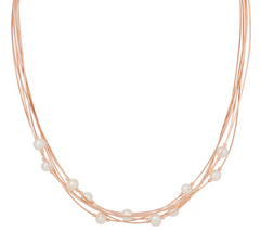 Honora Cultured Pearl Multi-strand Roseclad Sterling Silver Necklace